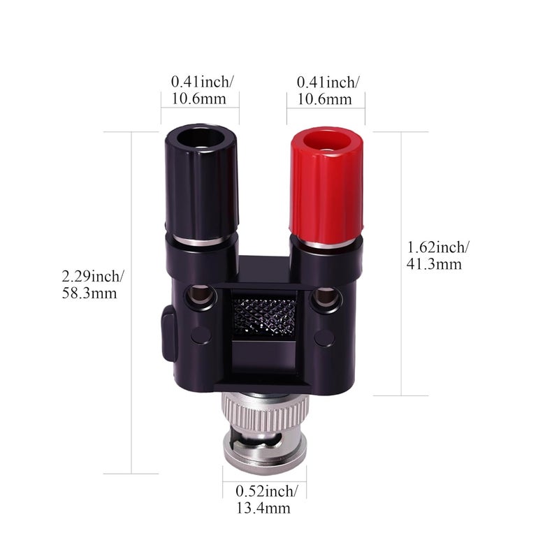 NARRIO 2Pcs BNC Male to 2X 4mm Dual Banana Female Jack Socket Binding Post Coax Coaxial Splitter Connector BNC Banana Adapter for HF Radio Antennas Oscilloscope DVM - Image 2